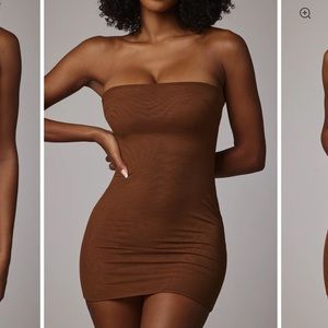 Soft Mesh Mini Slip Dress in Mocha